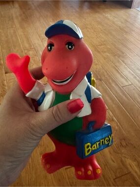 Vintage 1992 Barney Purple Dinosaur Piggy Bank Back to School With Plug